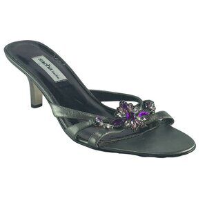 Sacha London Womens Metallic Heeled Sandals With Gemstone Embellishments Size 7
